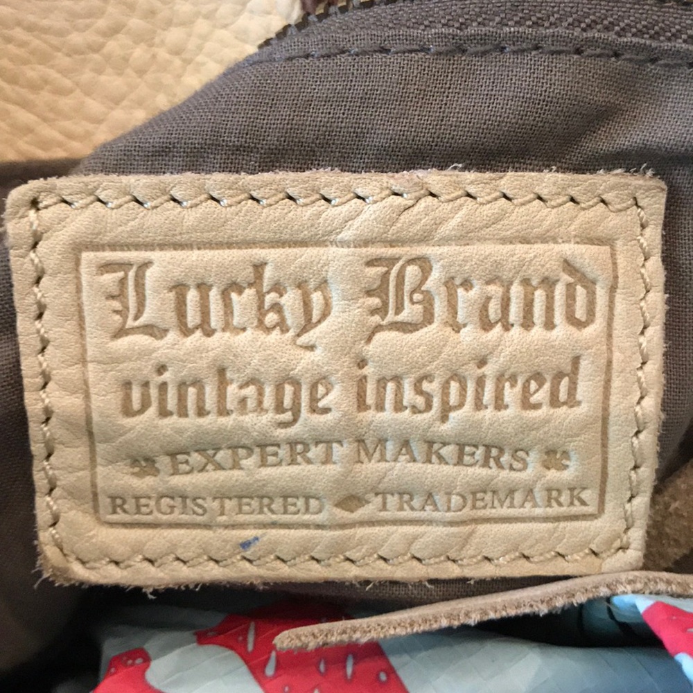 Lucky Brand Leather Large Bag,Pale yellow.Big enough for Laptop